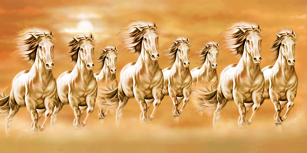 8 Horses Painting Symbols of Fame and Recognition